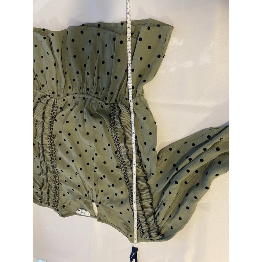 MINE Size Large Green Floral Romantic Polkadot Ruffle Neckline Peplum Waist - Picture 10 of 10